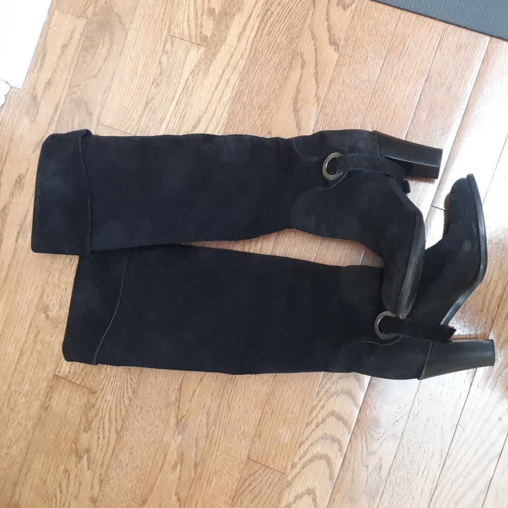 Vintage Italian Designer Elegant Black Leather Knee-High Women's Boots